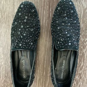 Donald Pliner Black Suede Studded Loafers - size 6 Great condition holiday shoe!